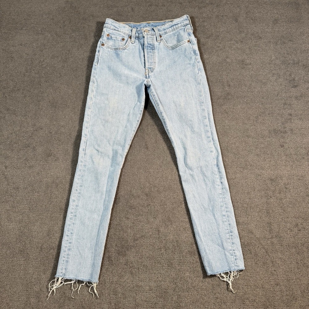 Levi's 501 S Jeans Women's Size 24x28 Light Wash Distressed Button Fly Denim